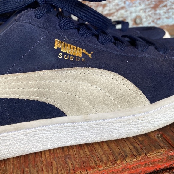 Puma Navy Suede Tennis Shoe - Picture 2 of 10